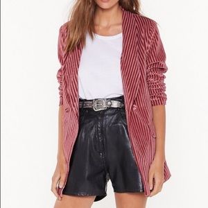 Nasty Gal Say It Stripe Velvet Blazer